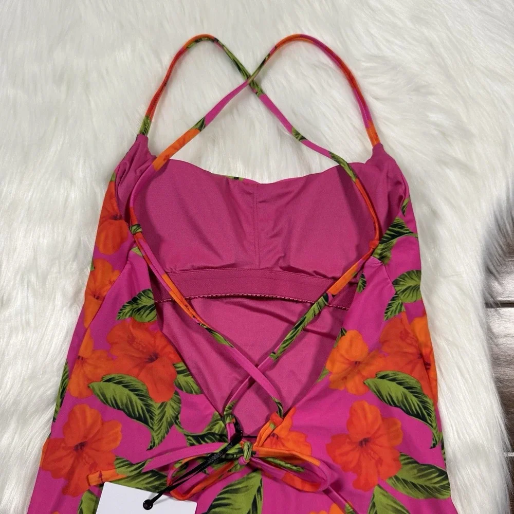 Beach Riot‎ Women's Size XS Hibiscus Sunset Floral Stevie One Piece Swim Suit